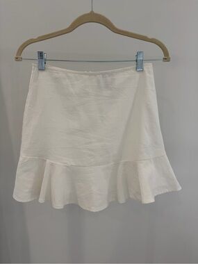 White Ruffle Hem Women's Skirt